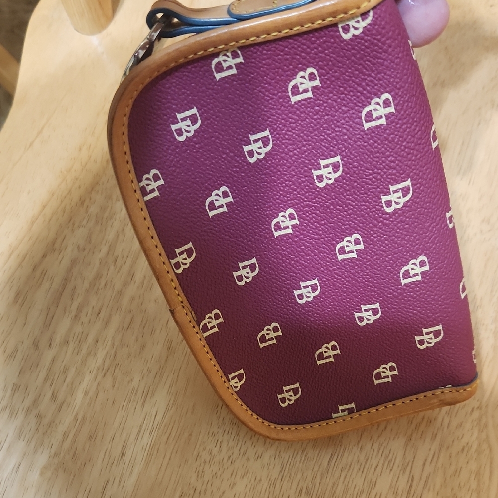 Dooney & Bourke Plum and Tan Logo Wristlet - Picture 3 of 6